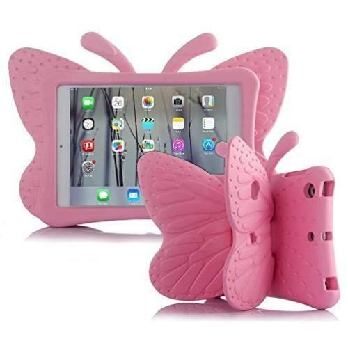 iPad case for Kids, Feitenn 3D Cartoon Butterfly Non-Toxic EVA Light Weight Kid Proof Shockproof case with Kickstand for ipad 5/ ipad 6 /ipad pro 9.7/ New iPad 2017 case ( Pink)