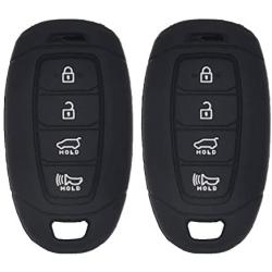 WEIBISS 2 Pack 4 Buttons Soft Silicone Rubber Remote Smart Key Fob Cover Case Protector Holder Jacket for Hyundai Kona Azera Grandeur IG, Black