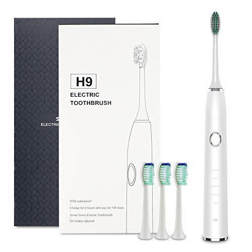 Sonic Toothbrush Rechargeable Electric Toothbrushes for Adults and Kids, Vibrating Electronic Toothbrush with 5 Mode/4 Dupont Brush, Long Last Power On, Smart Timer&Pressure Sensor Sonic Toothbrush Rechargeable Electric Toothbrushes for Adults and Kids, Vibrating Electronic Toothbrush with 5 Mode/4 Dupont Brush, Long Last Power On, Smart Timer&Pressure Sensor