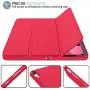 iMieet Case for New iPad Air 4th Generation 10.9 Inch 2020 with Pencil Holder [Support Touch ID and iPad 2nd Pencil Charging/Pair], Trifold Stand Smart Case with Soft TPU Back,(Red)