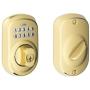 Schlage BE365VPLY505 Plymouth Keypad Deadbolt, Bright Brass