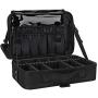 Relavel Makeup Bag Travel Makeup Train Case 13.8 inches Large Cosmetic Case Professional Portable Makeup Brush Holder Organizer and Storage with Adjustable Dividers and Shoulder Strap Black