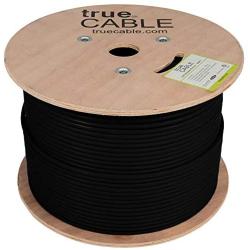 trueCABLE Cat6 Plenum Shielded (CMP), 1000ft, Black, 23AWG Solid Bare Copper, 550MHz, ETL Listed, Overall Foil Shield (FTP), Bulk Ethernet Cable