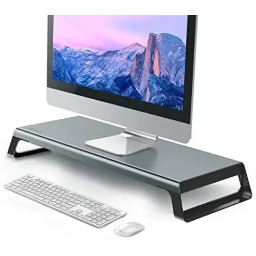 ORICO Aluminum Monitor Stand, Universal Desktop Computer Riser with Keyboard Mouse Storage for PC, Laptop, Printer, Small TV