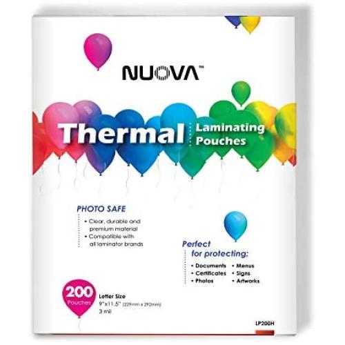 Nuova Premium Thermal Laminating Pouches, 9'' x 11.5''/Letter Size/3 mil, 200 Pack (LP200H)