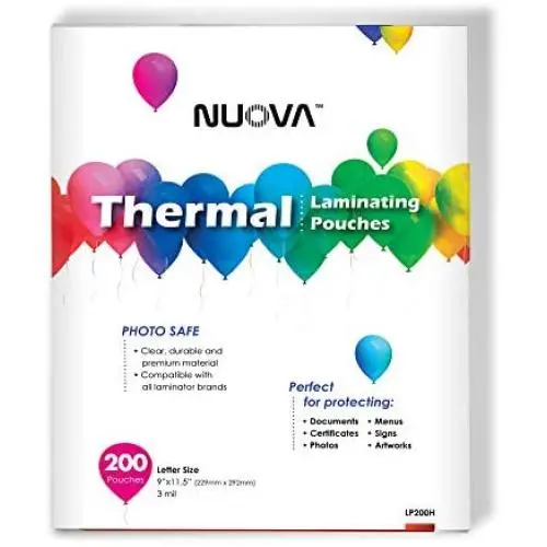 Nuova Premium Thermal Laminating Pouches, 9'' x 11.5''/Letter Size/3 mil, 200 Pack (LP200H)