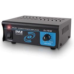 Compact Mini Stereo Power Amplifier - 2x15 Watt Portable Dual Channel Home Audio Speaker Receiver Box w/ RCA Cable L/R Input For CD Player, Tuner, MP3, For Amplified Speakers Sound System - Pyle PCA1