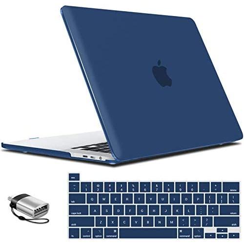 IBENZER MacBook Pro 16 Inch Case A2141 Release 2020 2019, Hard Shell Case with Keyboard Cover & Type C Adapter for Apple Mac Pro 16’’ with Touch Bar and Touch ID, Navy Blue, T16NYBL+1TC