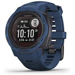Garmin Instinct Solar, Solar-Powered Rugged Outdoor Smartwatch, Built-in Sports Apps and Health Monitoring, Dark Blue