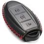 Vitodeco Leather Smart Key Fob Case Cover for 2020 Nissan Versa, Sentra, Altima, Maxima, Rogue, 2020 Infiniti Q50, Q60, QX50, QX60, QX80 and More Models (3 Buttons, Black/Red)