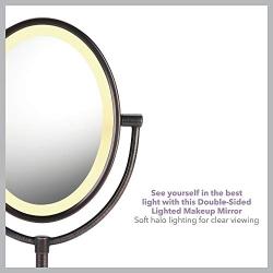 Conair Reflections Double-Sided Lighted Vanity Makeup Mirror, 1x/7x magnification, Oiled Bronze