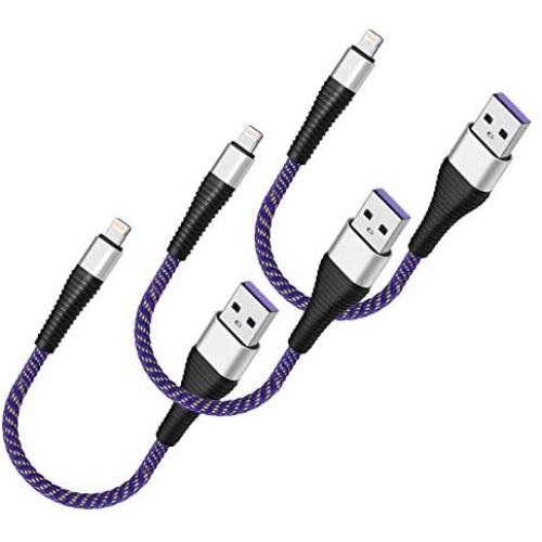(1Ft 3 Pack) iPhone Charger Cable,[MFi Certified] Lightning Cable Nylon Braided iPhone Charger Cable for Charging and Syncing Compatible with iPhone 11/11 Pro/X/XS/XR/XS Max/8/8 Plus/7 Plus
