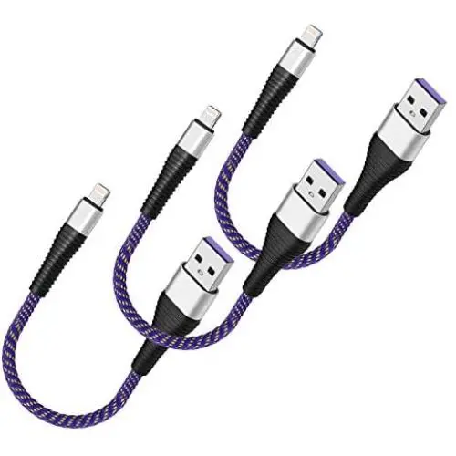 (1Ft 3 Pack) iPhone Charger Cable,[MFi Certified] Lightning Cable Nylon Braided iPhone Charger Cable for Charging and Syncing Compatible with iPhone 11/11 Pro/X/XS/XR/XS Max/8/8 Plus/7 Plus