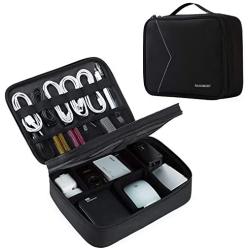BAGSMART Electronic Organizer Accessories Organizer Travel Double Layer Electronics Bag Large for 10.5 inch iPad Pro, Adapter, Cables, Black