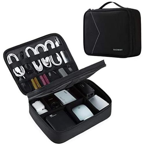 BAGSMART Electronic Organizer Accessories Organizer Travel Double Layer Electronics Bag Large for 10.5 inch iPad Pro, Adapter, Cables, Black