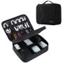 BAGSMART Electronic Organizer Accessories Organizer Travel Double Layer Electronics Bag Large for 10.5 inch iPad Pro, Adapter, Cables, Black