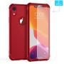 ORETECH Designed for iPhone XR Case, with[2 x Tempered Glass Screen Protector] 360 Full Body Shockproof Anti Scratch Protection Cover Hard PC Soft Rubber Silicone Case for iPhone XR 6.1 2018 Red