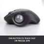 Logitech MX Ergo Wireless Trackball Mouse Adjustable Ergonomic Design, Control and Move Text/Images/Files Between 2 Windows and Apple Mac Computers (Bluetooth or USB), Rechargeable, Graphite - Black
