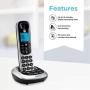 Motorola CD4012 DECT 6.0 Cordless Phones with Digital Answering Machine and Call Block (2-Pack) Bundle with Blucoil 10-FT 1 Gbps Cat5e Cable, and Reusable Cable Ties (5-Pack)