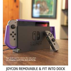 Mumba Dockable Case for Nintendo Switch TPU Grip Protective Cover Case Compatible with Nintendo Switch Console and Joy-Con Controller (Purple)