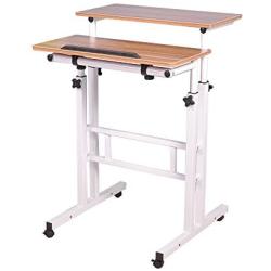 sogesfurniture Height Adjustable Stand up Desk Computer Stand Desk Home Office Desk with Standing and Seating,Oak BHUS-101-OK