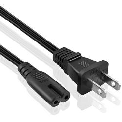 TNP Universal 2 Prong Power Cord (1 Feet) - NEMA 1-15P to IEC320 C7 Figure 8 Shotgun Connector AC Supply Cable Wire Socket Plug Jack (Black) Compatible with Apple TV, PS4, PS3 Slim, LED HDTV