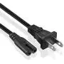 TNP Universal 2 Prong Power Cord (1 Feet) - NEMA 1-15P to IEC320 C7 Figure 8 Shotgun Connector AC Supply Cable Wire Socket Plug Jack (Black) Compatible with Apple TV, PS4, PS3 Slim, LED HDTV