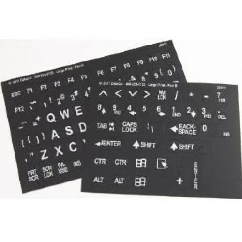 Braille and White on Black Large Print English Letters Overlays, Stickers, Labels for Computer Keyboard for the Blind & Visually Impaired (Windows PC)