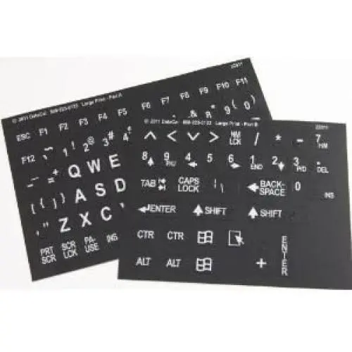 Braille and White on Black Large Print English Letters Overlays, Stickers, Labels for Computer Keyboard for the Blind & Visually Impaired (Windows PC)