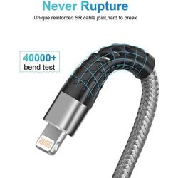 iPhone Charger 6ft, Lightning Cable 6 Foot [MFi Certified 2Pack] Long iPhone Charger Cord,Fast iPhone USB Cord for iPhone 11/11Pro/11Max/ X/XS/XR/XS Max/8/7/6/5S/SE/iPad Mini，More(Silver)