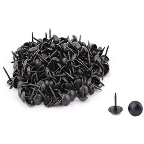 200-Pack Antrader 2/7'' x 1/2'' Household Upholstery Nails/Tacks Decorative Metal Round Head Furniture Nails Pins, Black