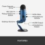 Blue Yeti USB Mic for Recording & Streaming on PC and Mac, 3 Condenser Capsules, 4 Pickup Patterns, Headphone Output and Volume Control, Mic Gain Control, Adjustable Stand, Plug & Play - Midnight Blue