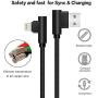 90 Degree Right Angle iPhone Charger Lightning Cable 5 Pack 3/3/6/6/10ft Certified Metal Long USB Cord iPhone 12/11/Pro/Max/X/XS/XR/XS/8/7/Plus/6/6S/SE-BLACK