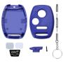 Cutting Not Required - Replacement Key Fob Keyless Entry Remote Shell Case for Honda Civic/Accord/CR-V/Fit/Odyssey/Pilot/Ridgeline/CR-Z Car Key Fob Cover (2+1 Button, Balck+Blue)
