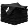 Buff Microfiber Cleaning Cloth | Black (12 Pack) | Size 16'' x 16'' | All Purpose Microfiber Towels - Clean, Dust, Polish, Scrub, Absorbent 