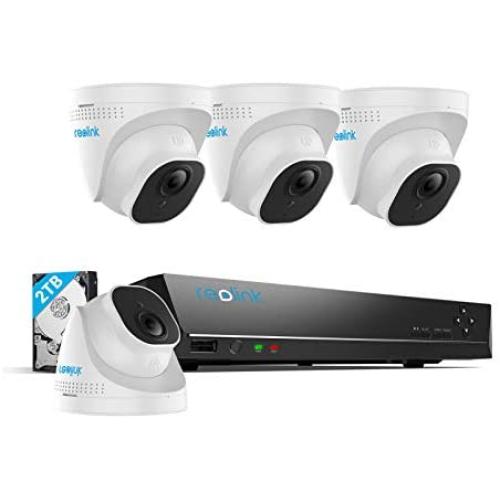 REOLINK 4K Poe Security Camera System, Wired 8MP Outdoor PoE IP Cameras 4pcs, H.265 8CH NVR with 2TB HDD for 24x7 Recording, Night Vision, Home and Business Surveillance kit, RLK8-800D4