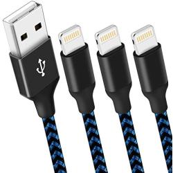 DANTENG Mfi Certified Nylon Braided 3Pack 10FT Lightning Cable Fast Charging Syncing Long Cord Compatible iPhone 12/11Pro Max/11/XR/X/8/7/6/5 and More - 2021 Upgraded