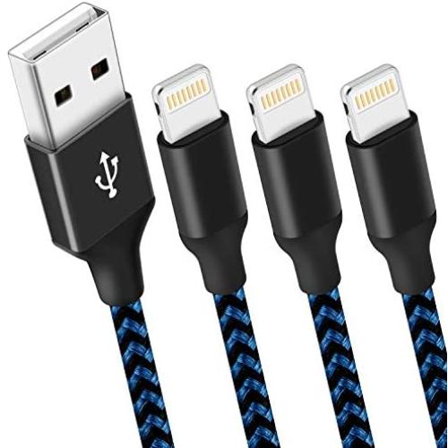 DANTENG Mfi Certified Nylon Braided 3Pack 10FT Lightning Cable Fast Charging Syncing Long Cord Compatible iPhone 12/11Pro Max/11/XR/X/8/7/6/5 and More - 2021 Upgraded