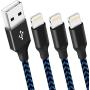 DANTENG Mfi Certified Nylon Braided 3Pack 10FT Lightning Cable Fast Charging Syncing Long Cord Compatible iPhone 12/11Pro Max/11/XR/X/8/7/6/5 and More - 2021 Upgraded