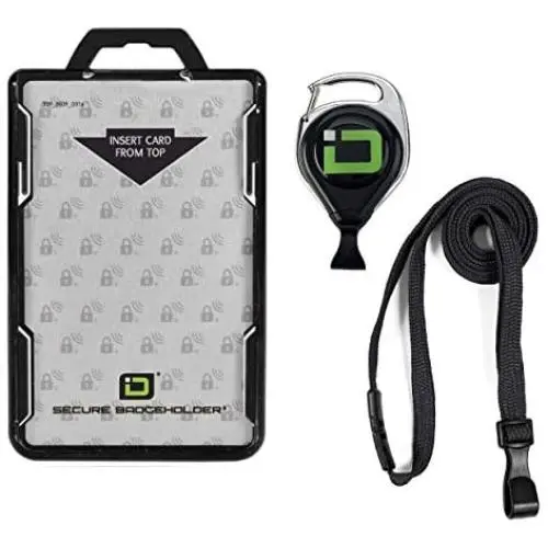 ID Stronghold Secure Badge Holder Duolite - RFID Blocking 2 Card ID Badge Holder with Lanyard and Retractable Reel - PIV, CAC and Work Cards - Heavy Duty Plastic Badge Protector - FIPS 201 Approved