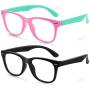 Zasun Kids Blue Light Blocking Glasses 2 Pack, UV Protection & Anti Eyestrain Computer Video Gaming Glasses for Kids Boys Girls Age 3-12 (Pink Green +Black)