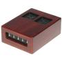 Power Hub 5 USB + 2 AC Charging Station | Built in Surge Protection | Attractive Dependable Table Side Charging Hub | Walnut | Set of 4 Short Cords (Lightning)