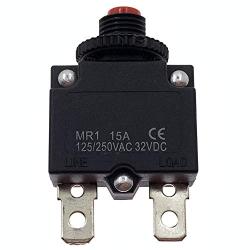 Yoiilnz 2Pcs 125-250VAC 32VDC Push Button Circuit Breaker 15Amp Thermal Overload Protector Manual Reset Thermal Circuit Breaker 15A Fuse