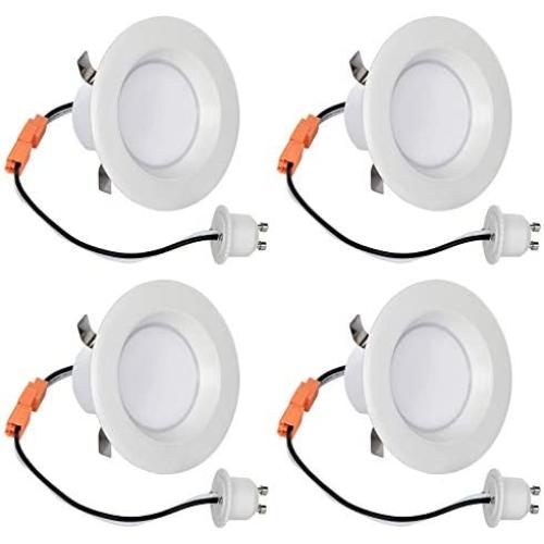 LB13110 (4-Pack) 3-Inch LED Downlight Retrofit, GU10 Base, 8-Watt (50W) Soft White 3000K, LED Retrofit Recessed Lighting Fixture, 560 Lumens, Dimmable, ETL-Listed