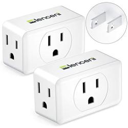 3 Prong to 2 Prong Adapter, LENCENT Plug Extender, Wall Plug Splitter with 3 AC Outlets, Travel Power Adaptor for US to Japan Japanese Philippines-Type A, Cruise Ship Approved, 2 Pack