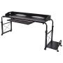 sogesfurniture Overbed Table with Wheels,Height & Length Adjustable Mobile Table 55inches Works as Laptop Cart Computer Table Hospitable Bed Table Nursing Table Drafting Table,Black BHUS-203-2-140BK-N