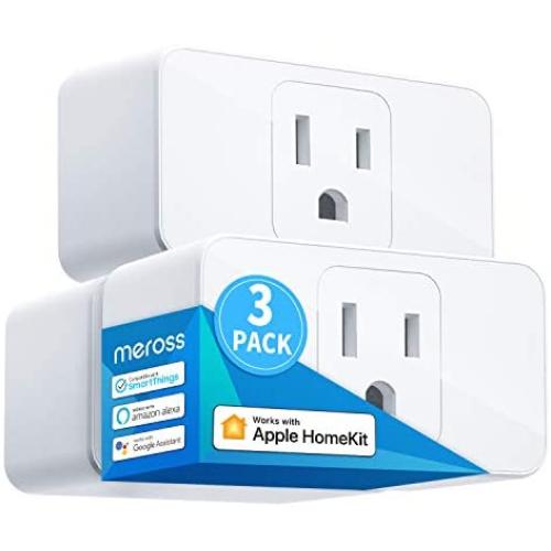 Meross Smart Plug Mini, 16A & Reliable WiFi, Support Apple HomeKit, Siri, Alexa, Echo, Google Assistant, Nest Hub and SmartThings, App Control, Timer, No Hub Needed, 3 Pack