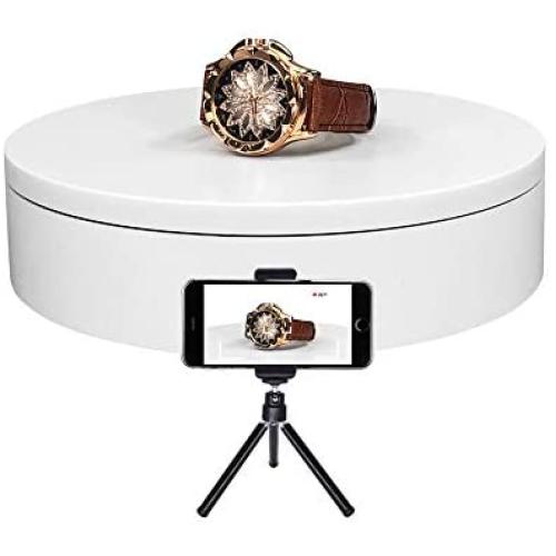 ComXim 110V Electric Rotating Turntable,7.87in(20cm) Diameter,Rotating by Random Direction, Applied to Product Photography, Still Life Photography, Product Display,Cake Display (White)
