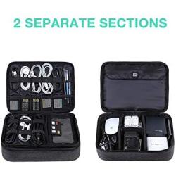 Electronic Organizer, BAGSMART Accessories Organizer Travel Double Layer Electronics Bag Large for 10.5 inch iPad Pro, Adapter, Cables, Black