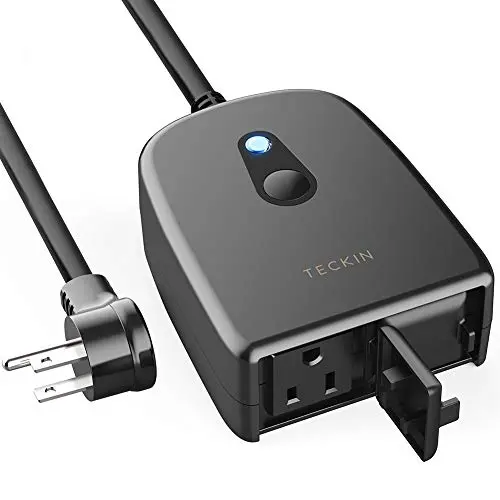 Outdoor Smart Plug, TECKIN Outdoor Wi-Fi Outlet with 2 Sockets, Compatible with SmartThings, Alexa, Google Home, Wireless Remote Control/Timer by Smartphone, IP44 Waterproof, FCC/RoHS Certified